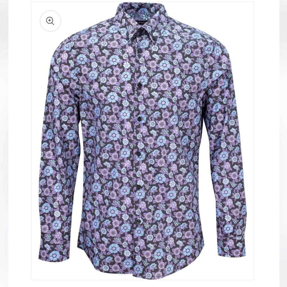 Lords Of Harlech Morris Groovy Floral Shirt - Smoke sz XL purple blue‎